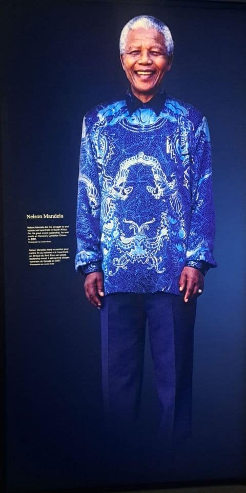An image of Nelson Mandela in the Turning Points for Humanity exhibit a the Canadian Human Rights Museum in Manitoba