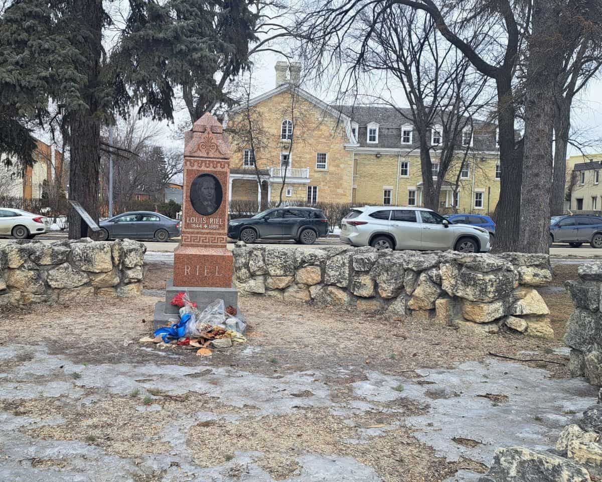 The gravesite of Louis Riel, a Metis leader is at St. Boniface Cathedral in Winnipeg MB