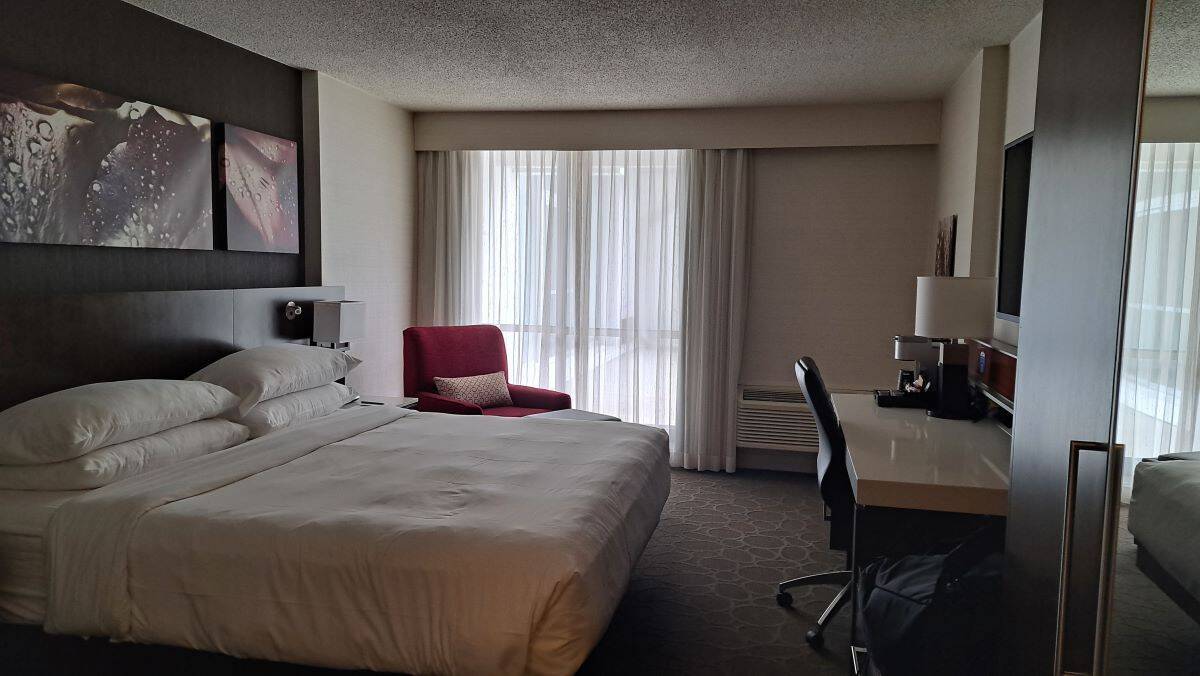 The hotel rooms at the Delta Hotels by Marriott  in downtown Winnipeg are spacious, clean and comfortable.