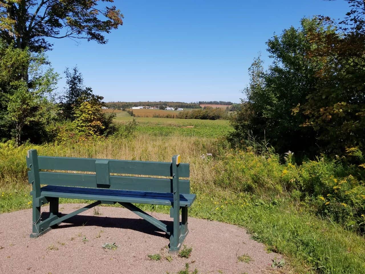 Rest stops, places to stop for refreshment, and benches for taking a break make the Confederation Trail in Prince Edward Island a relaxing and enjoyable outing.