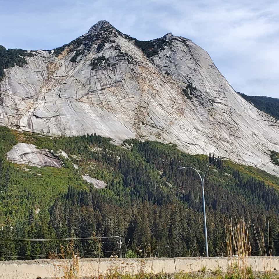 The Coquihalla summit is 1,244 m elevation. The Coquihalla Pass spans 1.24 km.