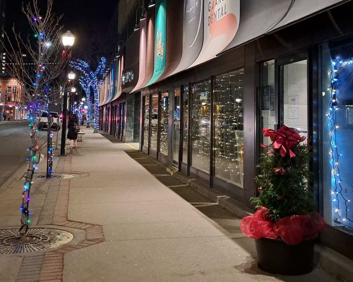 124 Street is decorated for the holidays with Christmas lights