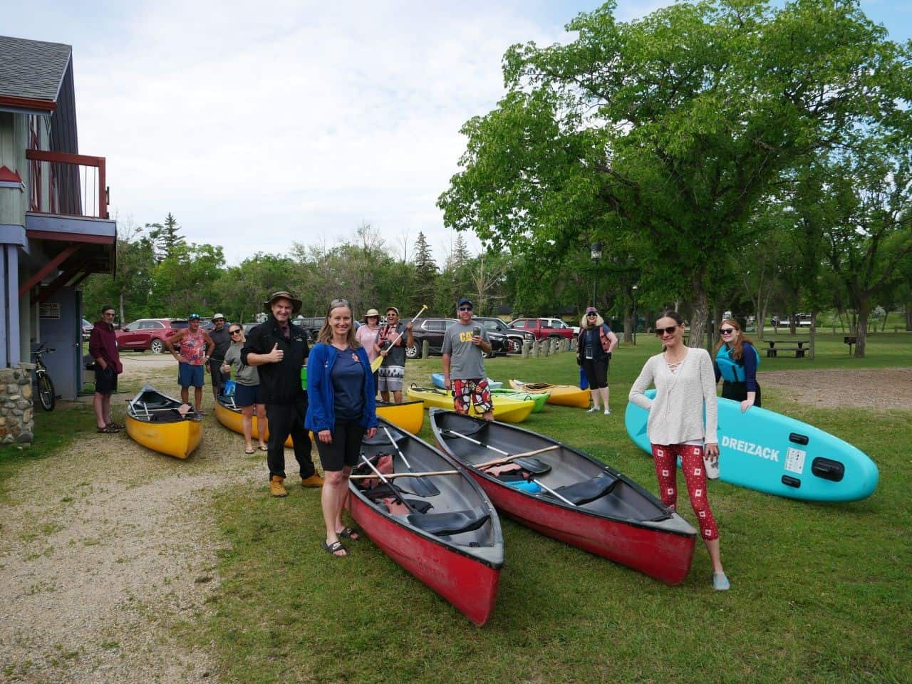 The Canada Adventure Seekers get ready to paddle the Moose Jaw River in the Wakamow Valley.