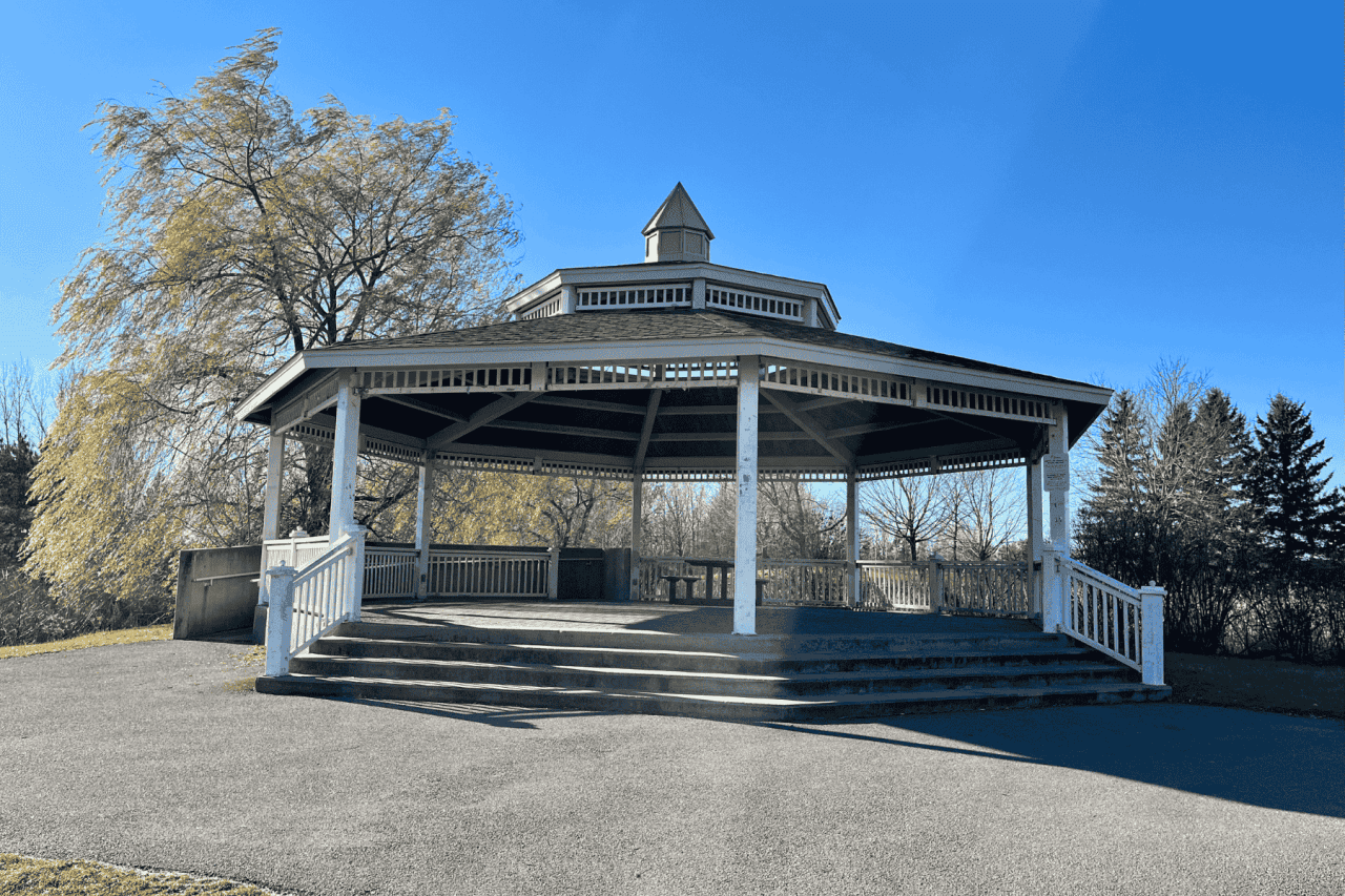 The large covered gazebo at Walter Baker Park, Kanata, Ontario.