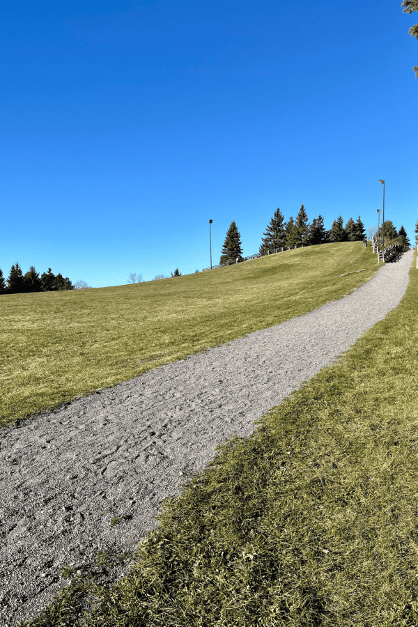 The toboggan hill at Walter Baker Park in the off season, Kanata, ON.