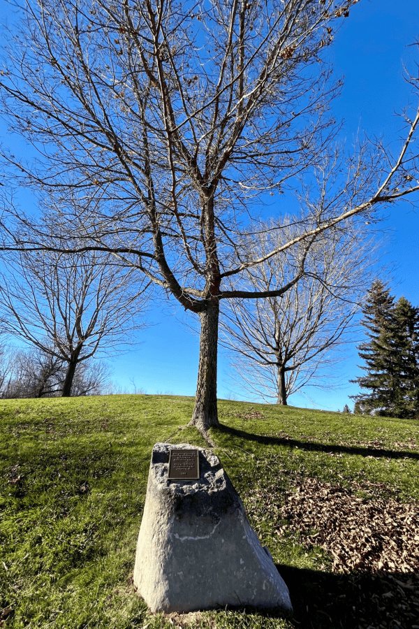 A dedication plaque at Walter Baker Park, Kanata, Ontario.