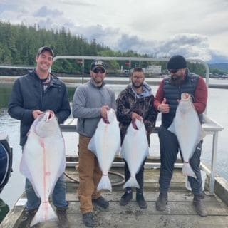 Halibut fishing near Port Hardy BC Canada on Vancouver Island.