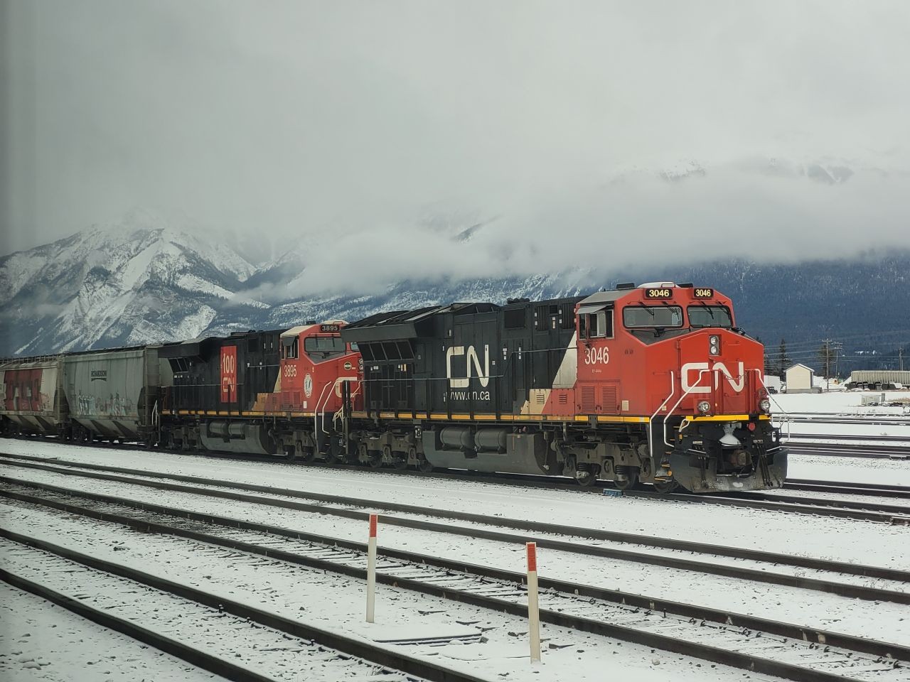 Via Rail's passenger service shares the tracks with CN freight trains, which have the right of way and can cause delays in the passenger service.