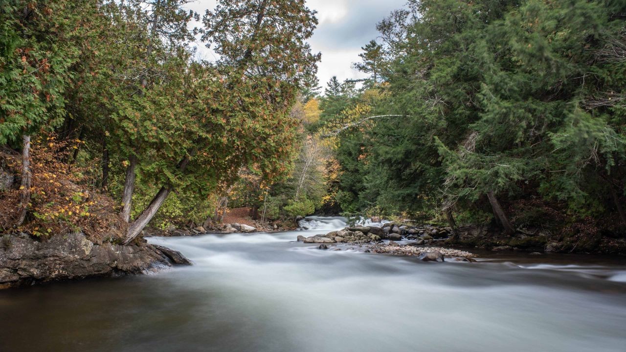 Autumn Colors And Whitwater at the Minden Whitewater Preserve in Minden Ontario Canada.