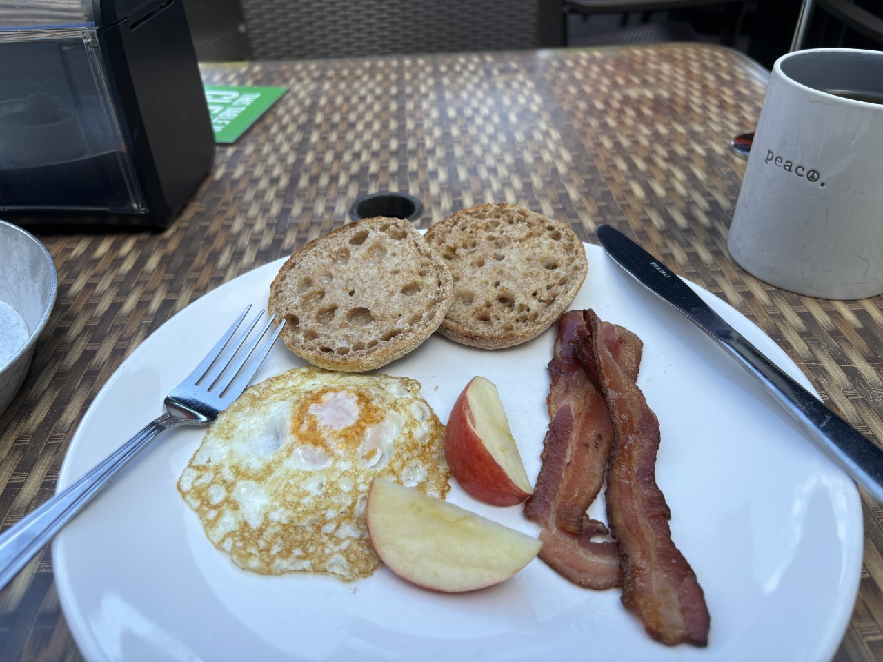 Breakfast at The Bench Market in Penticton BC 2024-09-24 - A light breakfast was just what I wanted when I visited The Bench Market. I sat outdoors and enjoyed song birds appearing and disappearing. 