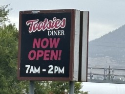 Signage for Tootsies Diner in Penticton British Columbia 2024-09-25