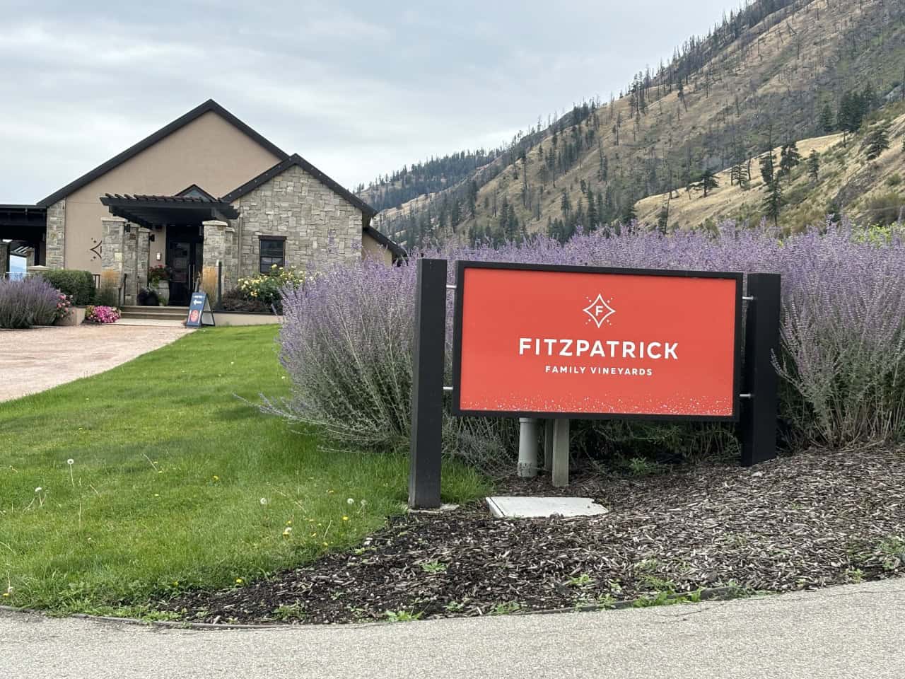 Entrance to Fitzpatrick Vineyards in Peachland BC 2024-09-28 - Welcome to Fitzpatrick Vineyards! This is lovely location on Okanagan Lake.