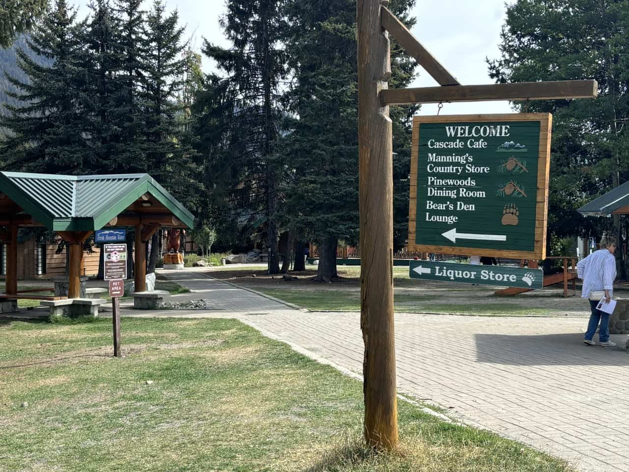 Signage at Manning Park Resort 2024-09-29 - Here on the sign are some of the things available during your stop at Manning Park Resort.