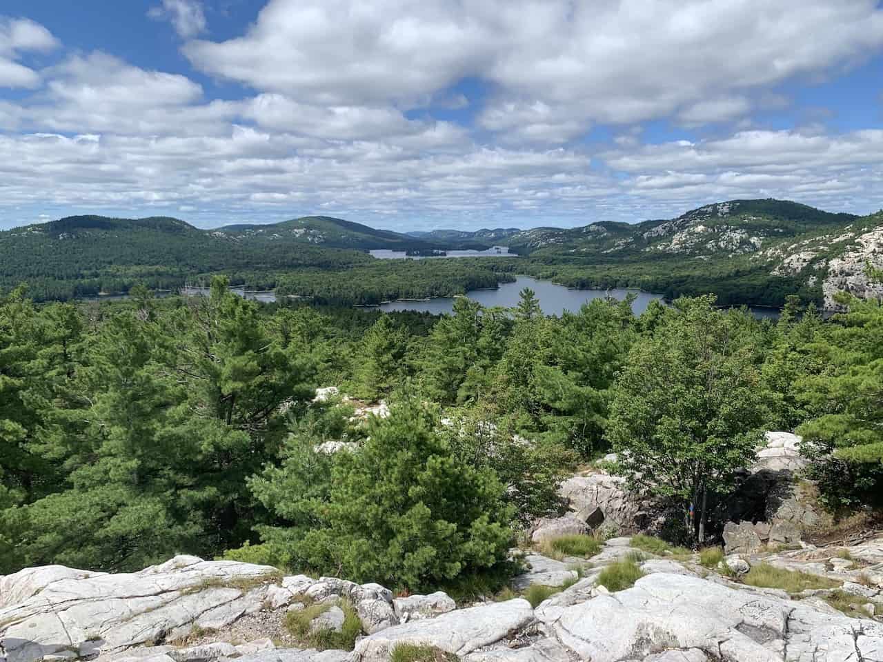 Scenic Views from the top of the Crack Hike in Killarney Provincial Park Ontario Canada  - At the top of The Crack, hikers are treated to amazing panoramic views over the La Cloche Mountain range, inland lakes and the coastline of Georgian Bay.
