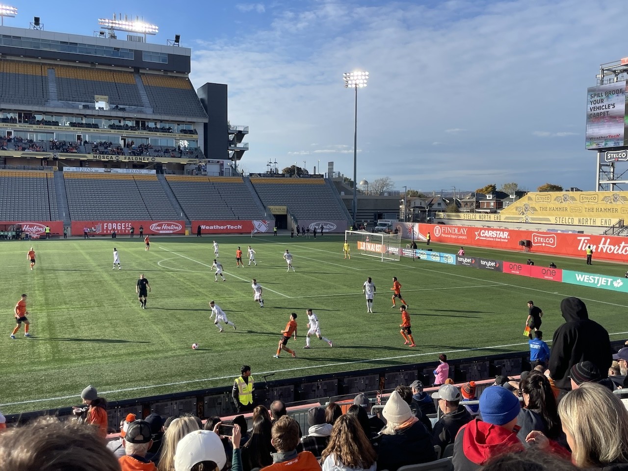 Forge FC Fans in Hamilton Ontario  - Hamilton fans are enthusiastically loyal to their home team, Forge FC at Tim Hortons Field in Hamilton, Ontario, Canada.