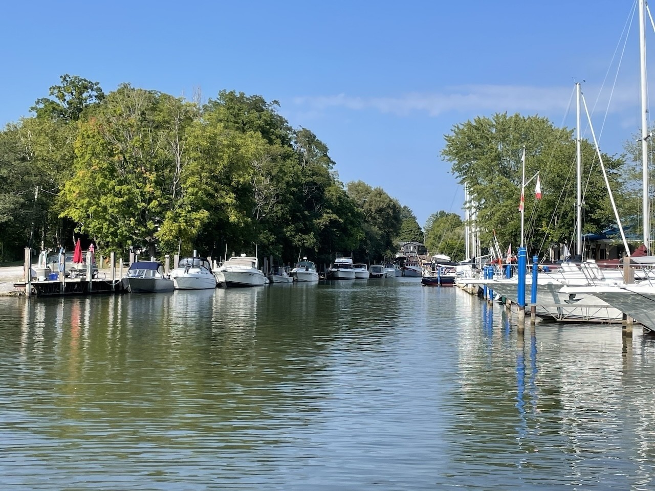 Port Dover Yacht Club - The River Rider scenic cruise took us through a Yacht Club with all sorts of boats in Port Dover, Ontario, Canada.