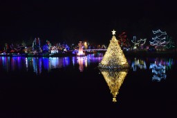 Christmas Tree Lights up Crystal Lake at the Simcoe Christmas Panorama