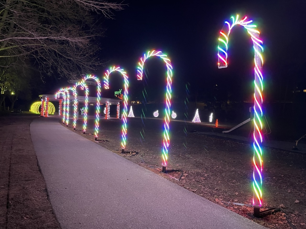  Caledonia Ontario Candy Cane Lane - This festively lined Candy Cane lane was part of our colourful Lights Along the Grand walk in Caledonia, Ontario, Canada.