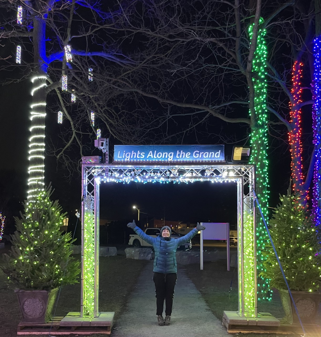 Lights Along the Grand Entrance Caledonia Ontario - This archway was the start of the Lights Along the Grand walking route in Caledonia, Ontario, Canada.