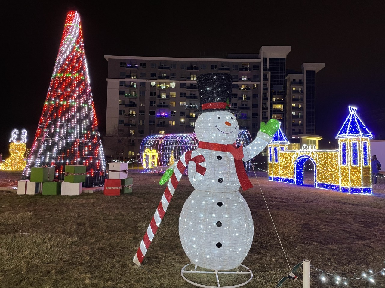 Village After Dark Holiday Stroll Hamilton Ontario - The field at St. Elizabeth Village was transformed into a beautiful light display for visitors to the Village After Dark Holiday Stroll.