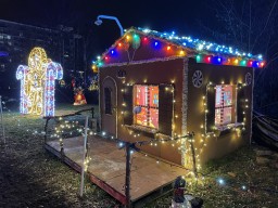 Decorated House Village After Dark Holiday Stroll