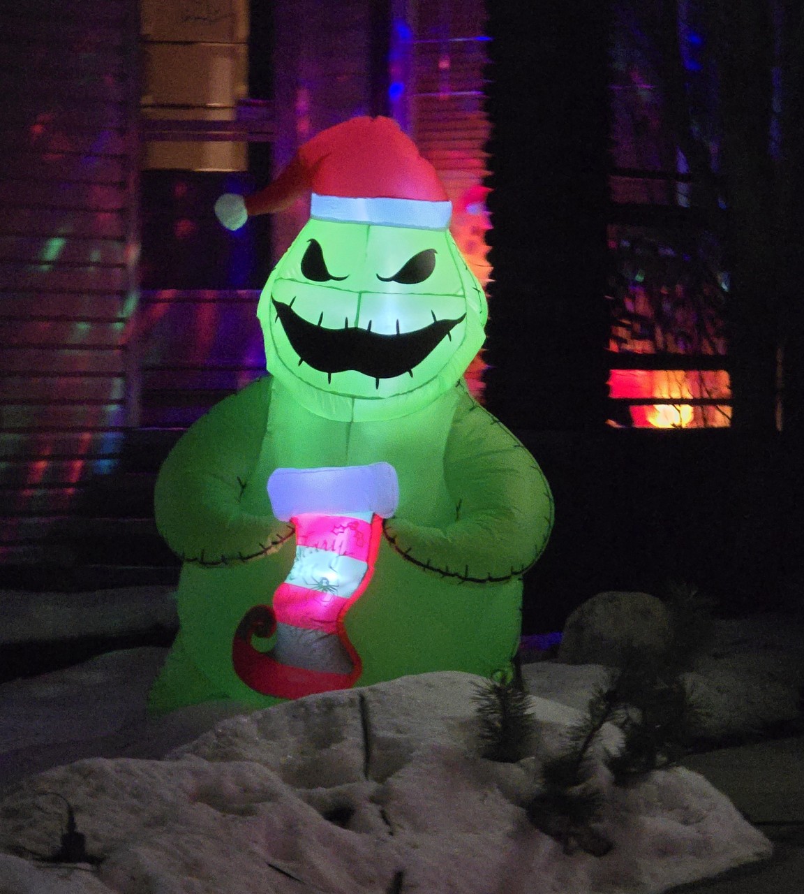 Oogie Boogie Christmas Decoration - This was our first time finding a Christmas Oogie Boogie! We have this guy for our Halloween decorations, but I have never seen him decked out for Christmas! I love it.