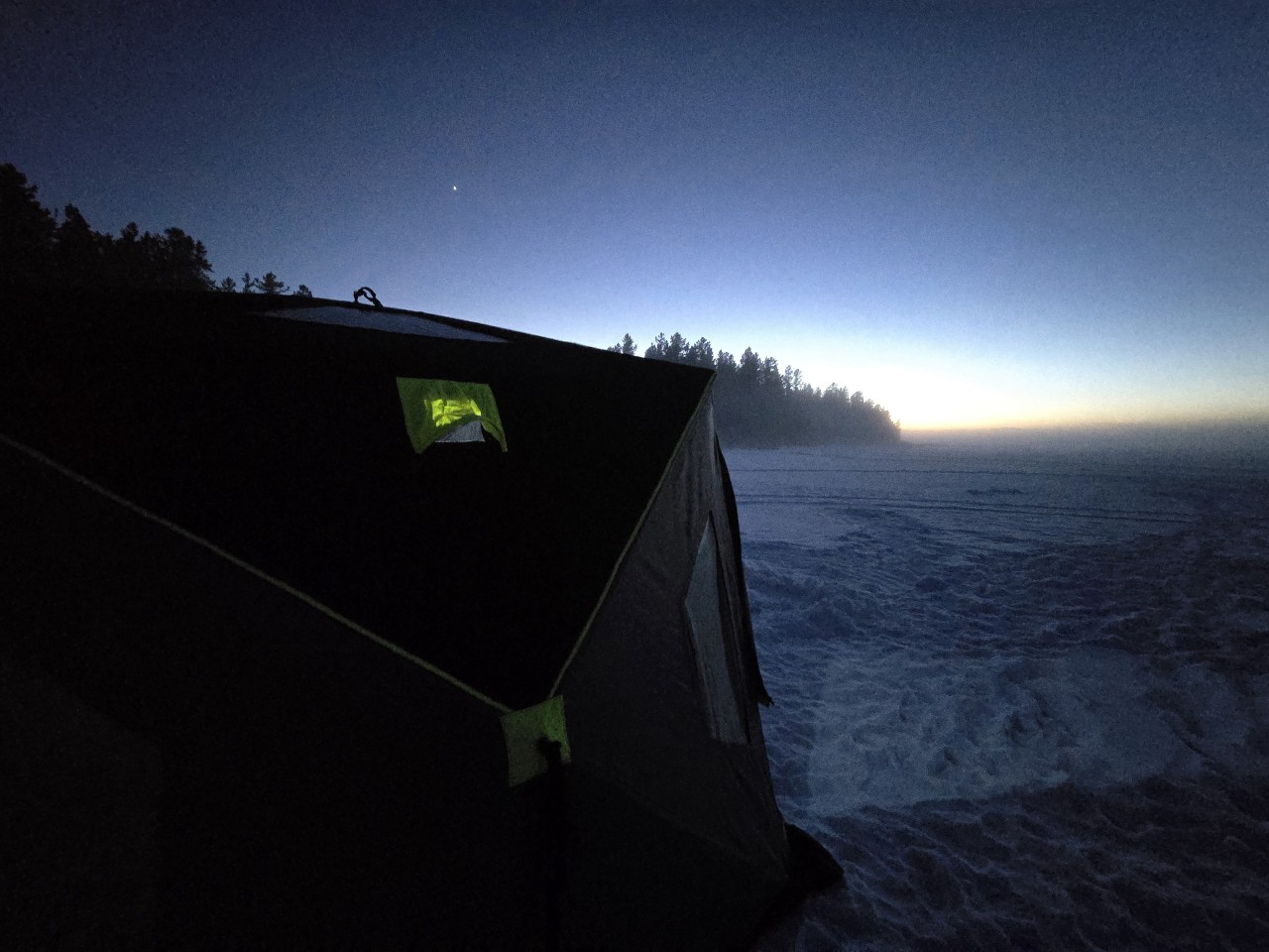 Night Time Sets in On Burnstick Lake  - After I finished work, I rushed all the gear out to the lake for a quick hour before the sun set. Although the temperature sure drops as darkness falls, it's always so beautiful to get to enjoy a lake sunset. No matter the season. 