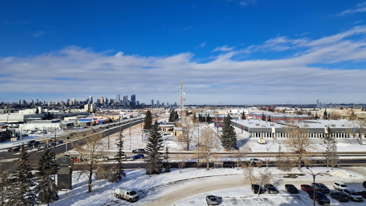 Calgary Skyline View  from Hotel Blackfoot - Hotel Blackfoot centrally located just a few minuets southeast of downtown Calgary. Major attractions like CF Chinook Centre shopping mall, Heritage Park, the Calgary Stampede, Calgary Zoo, the National Music Centre, and the Glenbow Museum are all within 5km or less of the hotel.