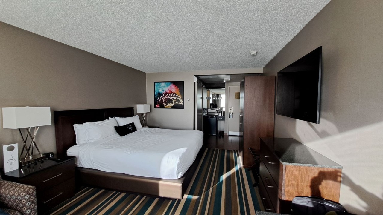 Hotel Blackfoot Guest Room - Winner of the 2023 Trip Advisors Traveller's Award, Hotel Blackfoot has 193 contemporary guest rooms. The rooms are spacious and comfortable.
In fact, the rooms have enough space for someone using a wheelchair to manoeuvre around easily.